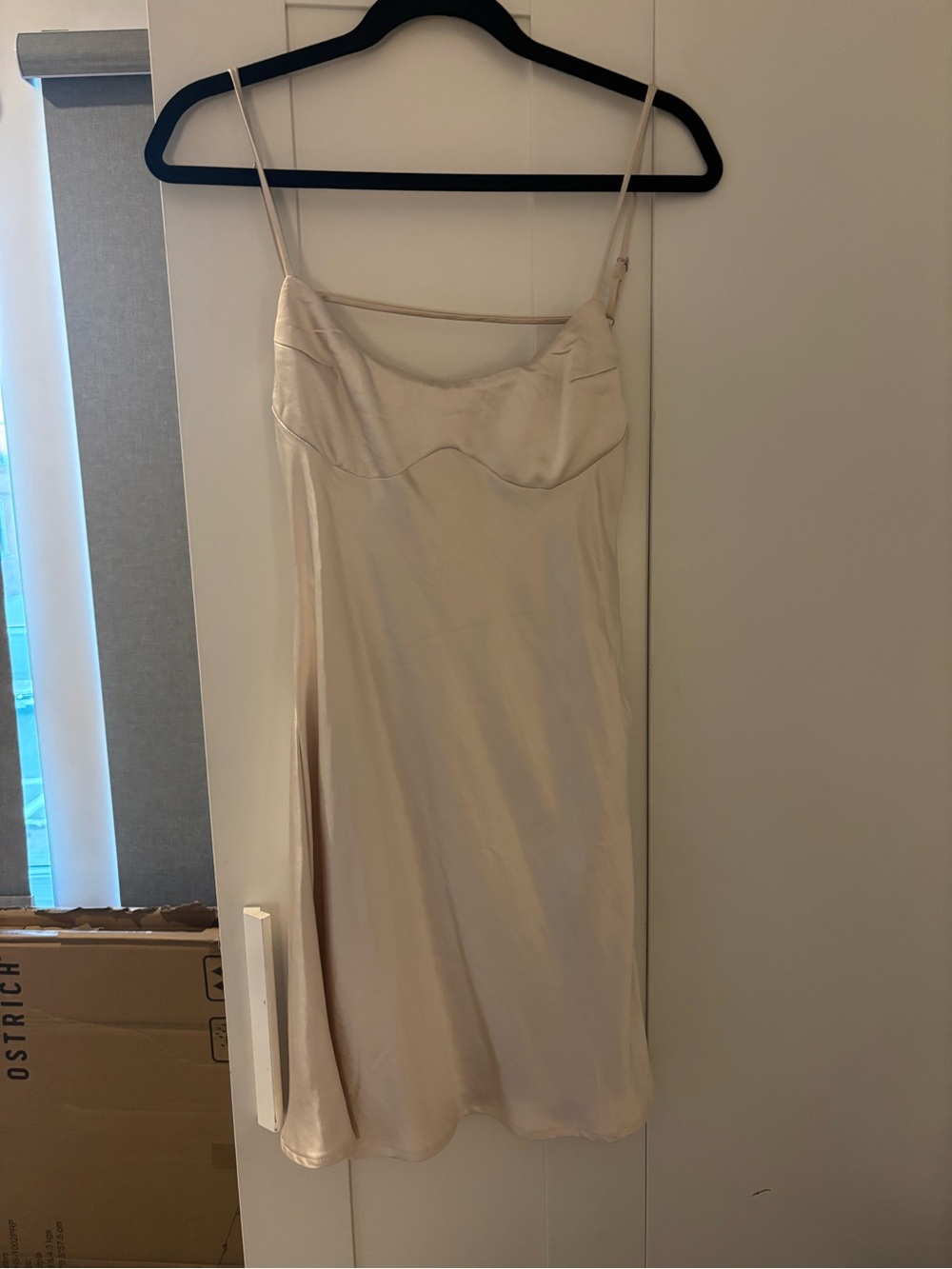 Silk Slip Dress - Cream Satin Spaghetti Strap